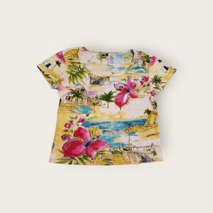 Vintage Y2k early 2000s Forbidden green tropical floral print baby tee